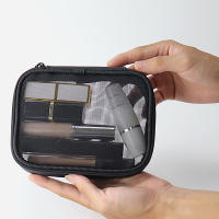 Bolso De Maquillaje Para Mujer En Color Sólido Con Cierre De Cremallera Bolsa De Cosméticos Transparente Y Malla Portátil Mini Para Viajes Organizador De Almacenamiento - details 5