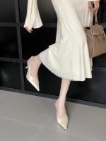 Zapatos de tacón alto plateados puntiagudos para mujer stiletto back zapatos individuales vacíos nuevos con falda bolsa cabeza sandalias zapatos de mujer - details 22