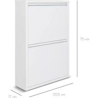 Zapatero de metal 2 - puertas |   70 x 15 x 50 cm |   Gabinete de zapatos moderno para guardar con estilo su colección de zapatos. |   Blanco mate - details 2