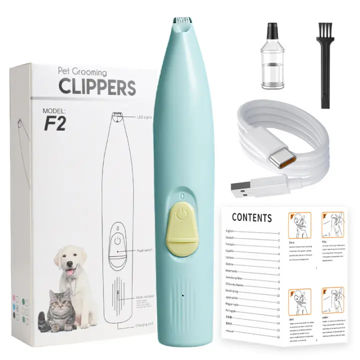 Recortador de patas de perro para el cuidado de mascotas, recargable, con luz LED, poco ruido, para ojos, orejas y espalda facial de mascotas - 1