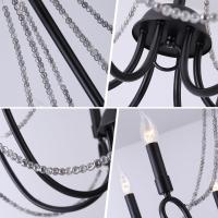 Vintage Lámpara de Araña de Metal Iluminación Estilo Vela Colgante Luz Alta Ajustable Cadena de Metal para Granja Comedor Cocina Isla Vestíbulo Negro 6 Luces - details 11