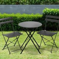 Muebles de exterior, juego de mesa de bistró, mesa y sillas de acero de 3 piezas, juego de bistró plegable para césped, balcón, patio trasero - details 9
