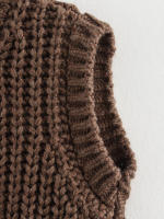 TRAFZA-suéter sin mangas con cuello redondo para mujer, cárdigans holgados e informales de una sola botonadura, color liso, a la moda, otoño, 2024 - details 5