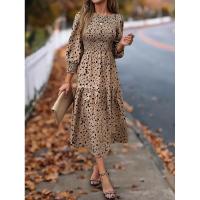 Primavera otoño nuevos vestidos de cuello redondo para mujer vestido de manga larga estampado A-line liquidación - details 3