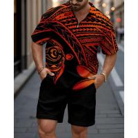 Conjunto de camisa y pantalones cortos con cremallera de un cuarto y cuello vuelto para hombre de tendencia de verano - details 7