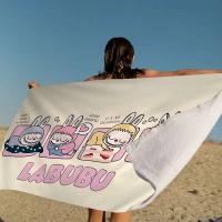Labubu-toallas de playa para ordenador portátil, toalla de ducha, Sauna, viaje, Spa, microfibra, secado rápido, accesorios de gimnasio, decoración bonita para habitación - details 14