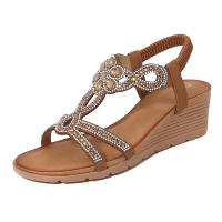 Sandalia 2025 Nuevas sandalias de moda con diamantes de agua Zapatos de mujer con tacón inclinado y parte inferior gruesa - details 2