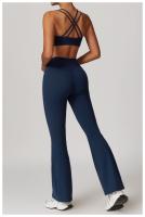 Conjunto de Yoga Ajustado de Cuidado de Belleza de Espalda Cruzada Traje de Fitness de Cintura Alta y Levantamiento de Caderas Conjunto de Nylon con Sujetador y Pantalones - details 12