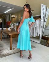 Maxi apliques con hombros descubiertos, cintura de una sola manga, vestido midi de boda de noche para mujer grande - details 12