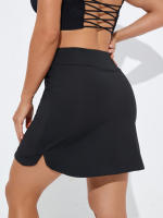1pz Falda-Falda Atlética de Cintura Alta con Bolsillos - Negra, Tela No Transparente, Elástica, Ideal para Correr, Yoga y Entrenamientos de Tenis, Ropa Deportiva de Moda |   Tejido Opaco - details 3