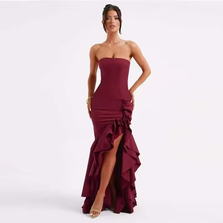 Vestido de Tanga de Moda Verano 2024 para Mujeres Cinturón de Mochila Liso, Espalda Abrejada, Ajuste Delgado - 1