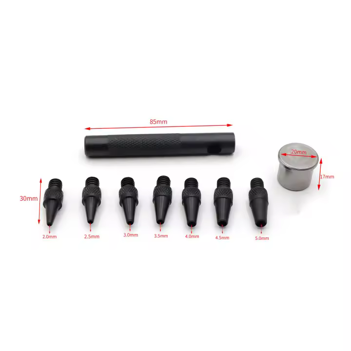 Juego de perforadores de cuero para manualidades, herramientas de mano intercambiables, ojal hueco, 2-5mm, 7 unidades por juego - 1