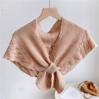 Moda suave elegante Vintage Color sólido espesar estilo coreano chal mujeres bufanda tejida collares falsos envoltura para el cuello - details 6