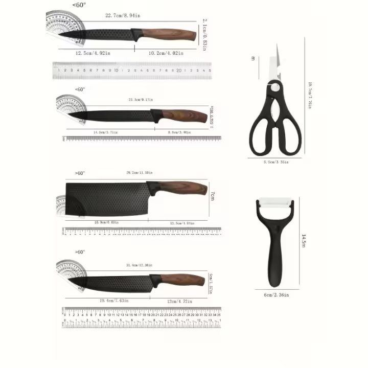 Juego de cuchillos de cocina de 6 piezas, especial de chef, cuchillo para cortar verduras, cuchillo para cortar huesos, cuchillo para frutas, tijeras multiusos y cuchillo para frutas, juego de cuchillos de cocina saludables adecuados para el hogar, cocina - 1