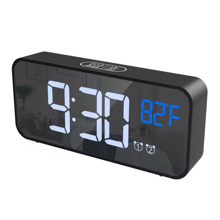 ORIA Reloj Despertador Digital, Reloj de Mesa, Alarma de Espejo con Doble Alarma, Control de Sonido, Función de Repetición, Temperatura, para Dormitorio, Niños - 1