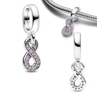 Cuentas de Diamante Rosa de Plata Esterlina 925 Simbolo de Infinito Ideal para Hacer Joyería - details 1