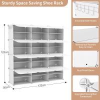 Mueble Plástico, 8 Niveles, 32 Pares de Zapateros, Organizador Portátil, Zapatero Que Ahorra Espacio, para Armario, Entrada, Dormitorio, Pasillo (Blanco, 2 x 8) - details 10