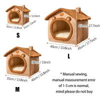 1 Uds. Casa para gatos de cuero de pana adecuada para todas las estaciones, suministros para mascotas desmontables y lavables, cama para perros - details 0