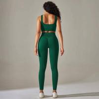 Conjunto de yoga acanalado sin costuras para mujer, ropa de gimnasio, sujetador con elevación, leggings, top de entrenamiento, chándal deportivo, 2 piezas - details 18