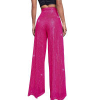Moda femenina New -End Color sólido Pierna ancha con lentejuelas drapeadas Pantalones casuales para mujer - details 13