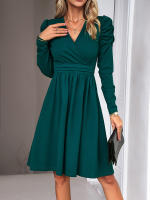 Vestido elegante de manga larga con cuello en V para mujer, ropa de calle de Color sólido, moda de viaje, otoño e invierno, 2023 - details 21