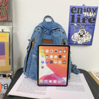 Mochila De tela vaquera para estudiante, morral De gran capacidad con múltiples bolsillos, a la moda, para la escuela, 2023 - details 2