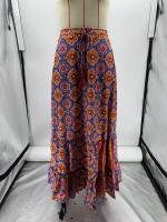 Faldas florales de calle de verano para mujer, cintura elástica, maxifalda con volantes, estampado Azul S - details 9