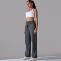 Pantalones de oficina sueltos de cintura alta informales de pierna ancha para mujer, pantalones de baile - details 29