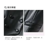 Chaleco negro de cuero PU suave para primavera y otoño, chaqueta elegante sin mangas, oficina con botones dobles, 2024 para mujer al aire libre - details 2