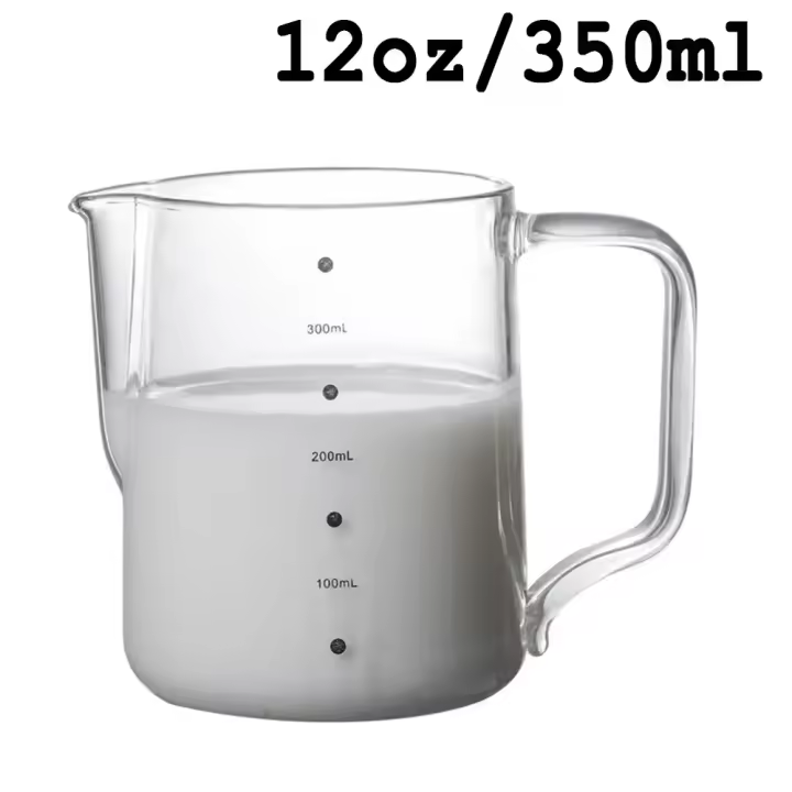Espumador de Leche de Vidrio 350/600ml Ideal para Café Expresso Latte Jarra Transparente con Escala - 1