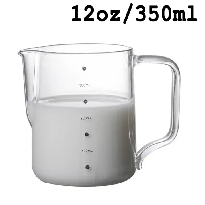 Espumador de Leche de Vidrio 350/600ml Ideal para Café Expresso Latte Jarra Transparente con Escala - 1