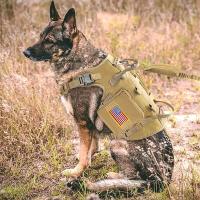 Correas Tácticas Militares Juego de Correa y Collar para Perros Vestido Táctico Grande MOLLE con Bolsas y Bandera - details 13
