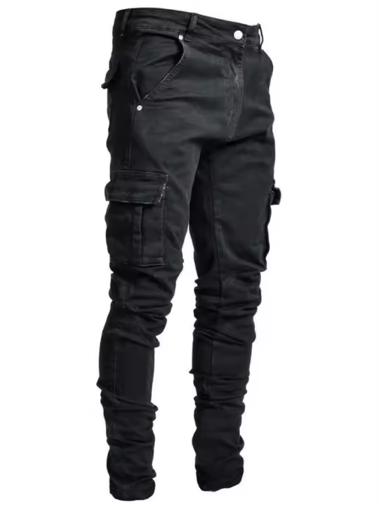 Pantalones Vaqueros pitillo para hombre, Vaqueros con bolsillo lateral, novedad - 1