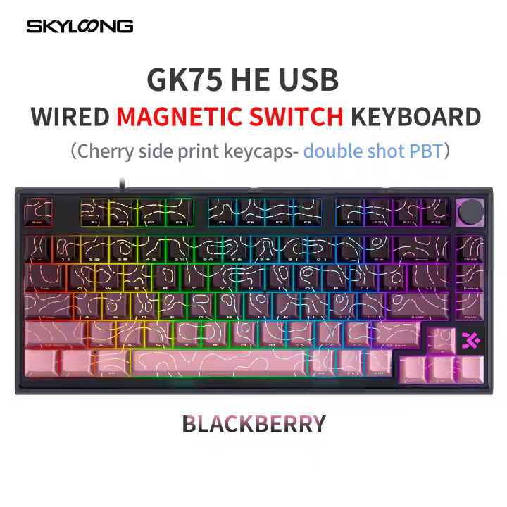 Teclado de Juegos SKYLOONG GK75 HE Interruptor Rápido TKL 8KHz de Poling Rate Topográfica PBT - 1
