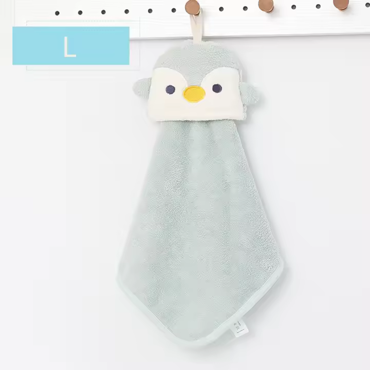 Toalla de ducha para niños de terciopelo Coral colgante grueso de animales, toalla de mano de secado rápido, suministros de cocina, paño de limpieza de toalla de microfibra - 1