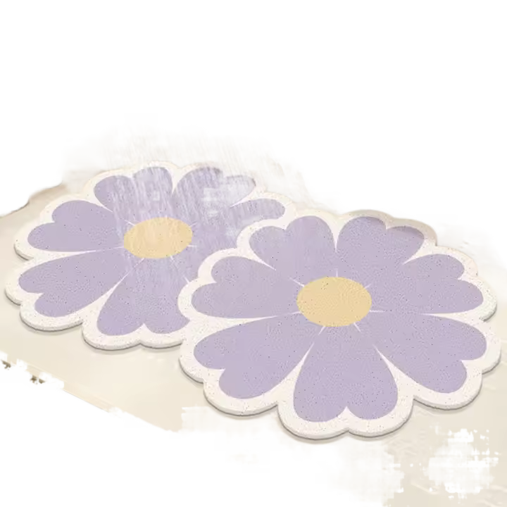 Alfombra de baño con forma de flor de PVC para el hogar, alfombra de baño absorbente de agua de secado rápido, felpudo hueco antideslizante para pasillo - 1