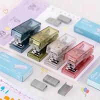 Juego de Mini grapadora transparente para oficina, suministros de arreglo de datos de papelería Simple para estudiantes, decoración - details 4