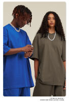 Camisetas de Hombro Cayendo de Algodón Premium Unisex, Todas las Temporadas, Cuello Redondo, Manga Corta, Patrón Plano - details 6