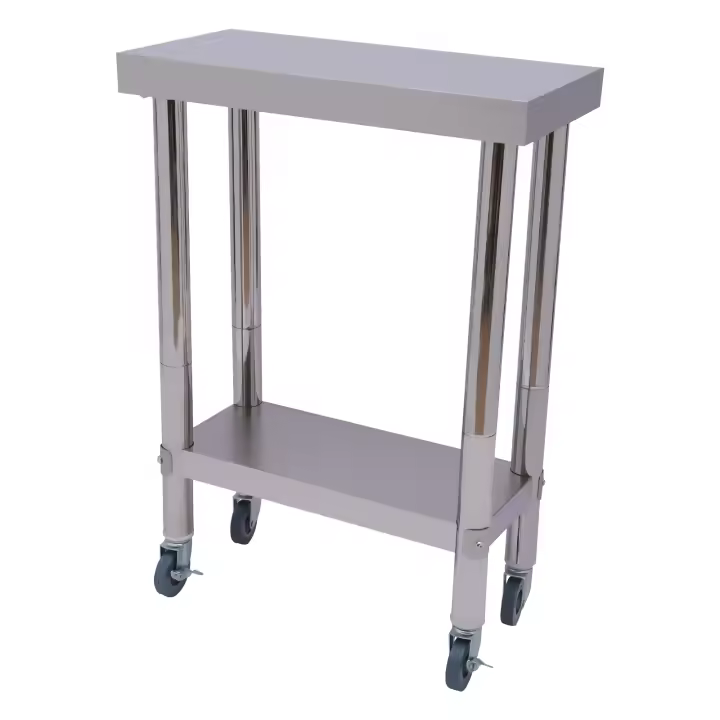 Mesa de Trabajo de Acero Inoxidable 23.6*17.7 Con Escritorio Inferior 4 Ruedas - 1