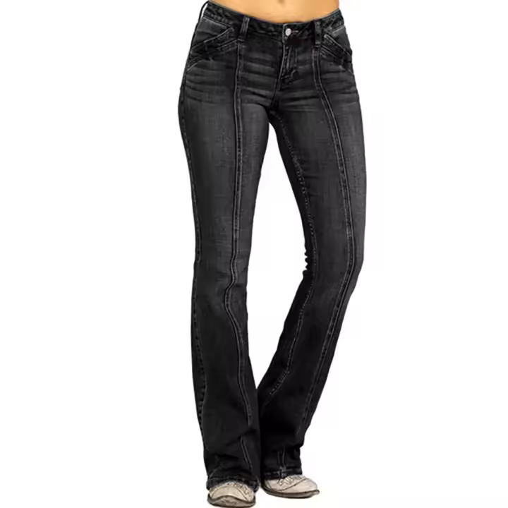 2025 pantalones vaqueros de corte medio para mujer XS-4XL pantalones casuales de mezclilla elásticos - 1