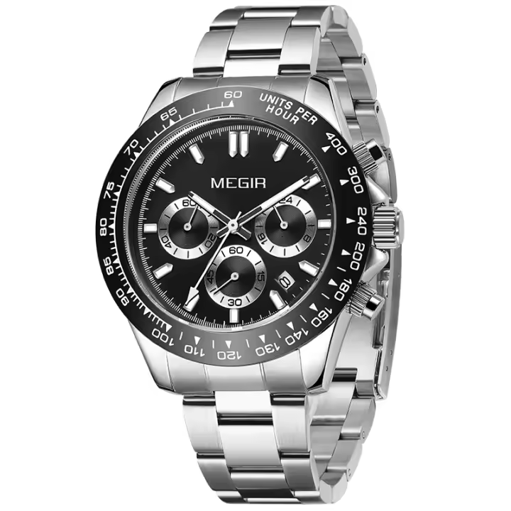 Reloj de Cuarzo para Hombres Pulsera de Acero Deportivo de Seis Agujas - 1