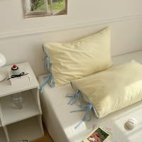 Funda de almohada con lazo de Color sólido, fundas de almohada de algodón de estilo nórdico suave, funda de almohada transpirable lavable, accesorios para dormitorio, 2 uds. - details 4