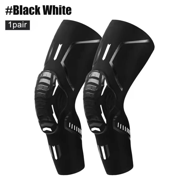 Mangas de compresión de rodilla deportiva con almohadillas anticolisión, fundas elásticas transpirables para piernas, ciclismo, correr, baloncesto, 1 par - 1