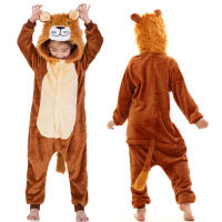 Pijama de dinosaurio Kigurumi para bebé y niño, ropa de franela con dibujos de animales rojos, unicornio, Invierno - details 15