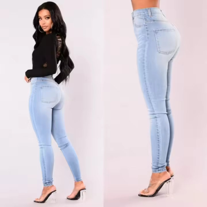 Pantalones vaqueros sexis para mujer, pantalones pitillo de mezclilla, pantalones vaqueros elásticos de cintura alta para mujer, mallas Push Up, pantalones vaqueros ajustados con botones y bolsillos, pantalones vaqueros para mujer - 1