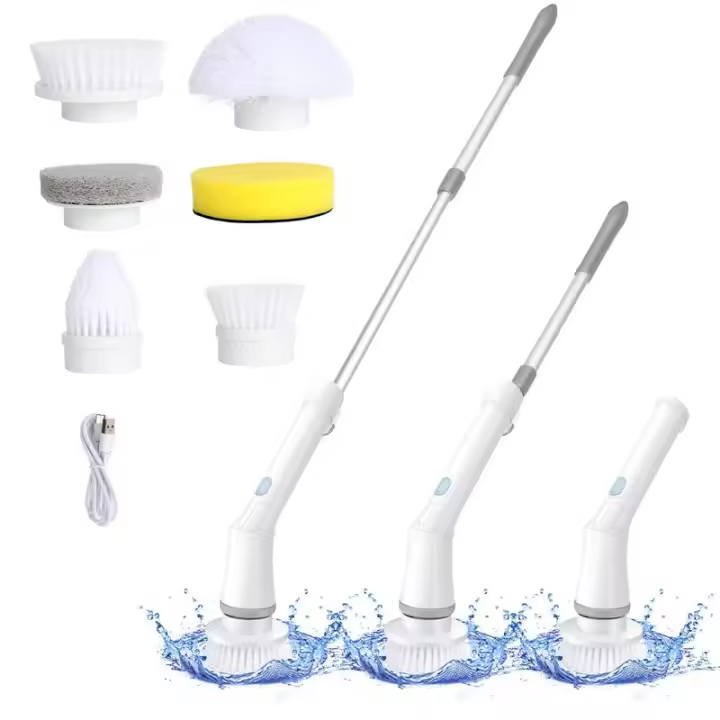 Cepillo limpieza hogar eléctrico,Fregadora Giratoria Eléctrica, 8 en 1, Inalámbrico 360, para Baño y Azulejos de Piso - 1