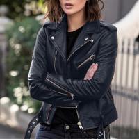 Chaqueta de Primavera Casual para Mujer Talla Grande Moda de Cuero Falsio Ajuste Delgado - details 7
