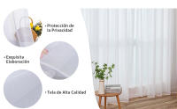 Cortinas Salon Modernas Blancas Translucidas 2 Piezas Poliéster Ojales Cortina,para exterior terraza, salon,Dormitorio - details 5