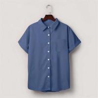 Blusa lisa de manga corta para mujer, camisa informal de un solo pecho, de moda - details 42