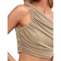 BUNO-2025 Primavera/Verano nueva moda superventas personalidad chica picante Slim Fit cuello asimétrico fuera del hombro camiseta para mujer - details 24